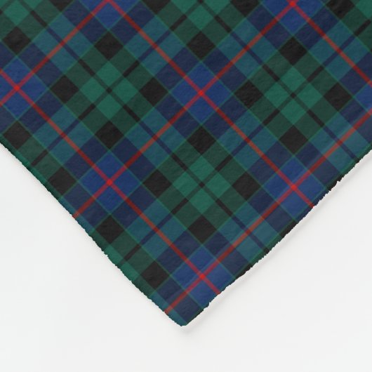 Couverture Polaire Morrison Clan vert et bleu Tartan (Coin)