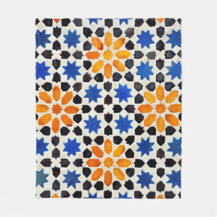 Couverture Polaire mosaïque arabe de carreaux de style marocain, dé