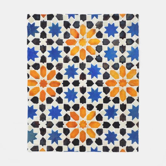 Couverture Polaire mosaïque arabe de carreaux de style marocain, déco (Devant)