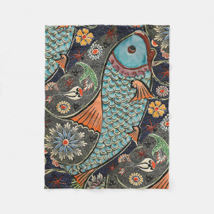 Couverture Polaire Mosaïque de Koi