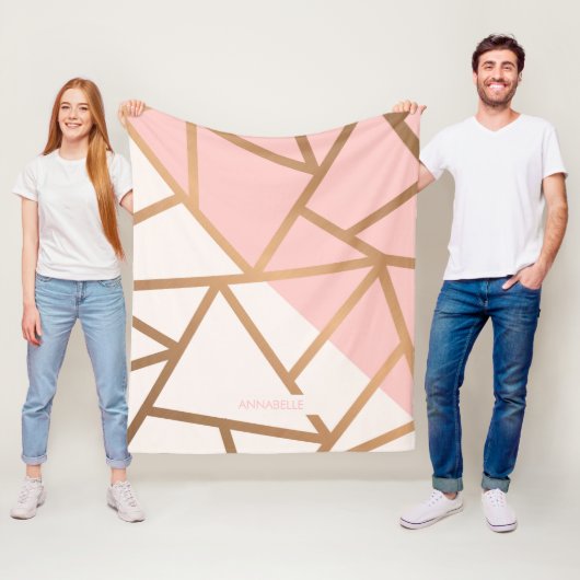Couverture Polaire Mosaïque d'or rose (En situation)
