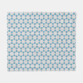 Couverture Polaire Mosaïque florale blanche et bleue (Devant (Horizontal))