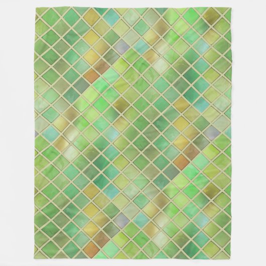 Couverture Polaire Mosaïque jaune vert (Devant)