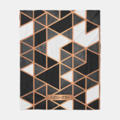 Couverture Polaire Mosaïque noire blanche et dorée (Devant)