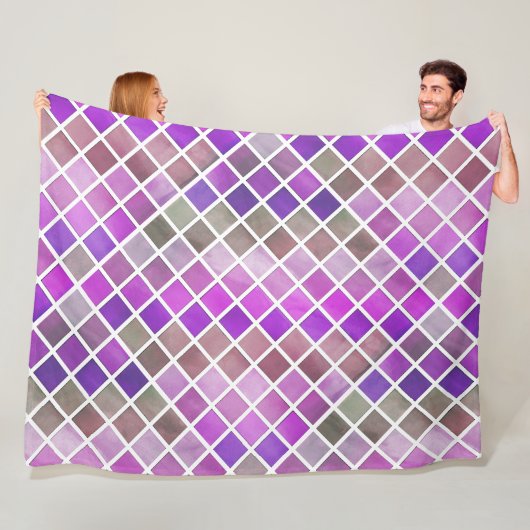 Couverture Polaire Mosaïque Rose Violet Orange Vert (En situation)