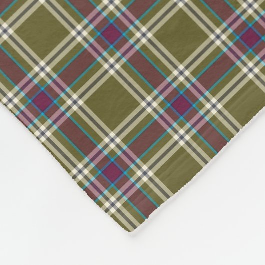 Couverture Polaire Moss Green et Purple Plaid Motif (Coin)