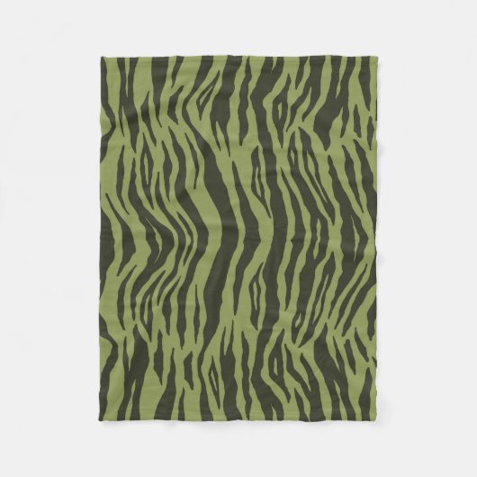 Couverture Polaire Moss Green Glamorous Tiger Stripes Animal Print (Devant)