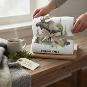 Couverture Polaire Mossy Moose Wildlife Portrait