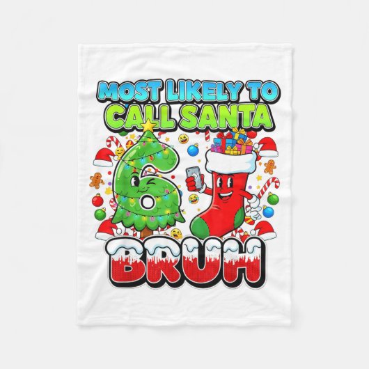 Couverture Polaire Most Likely To Call Santa 67 Bruh Six Seven Meme C (Devant)