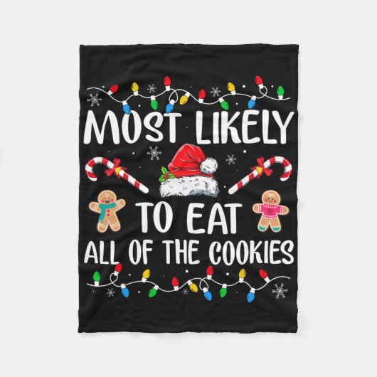 Couverture Polaire Most Likely To Eat All The Christmas Cookies Famil (Devant)