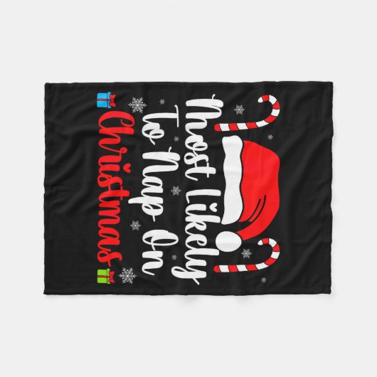Couverture Polaire Most Likely To Nap On Christmas Family Funny Match (Devant (Horizontal))