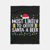 Couverture Polaire Most Likely To Offer Santa A Beer Funny Drinking C (Devant)