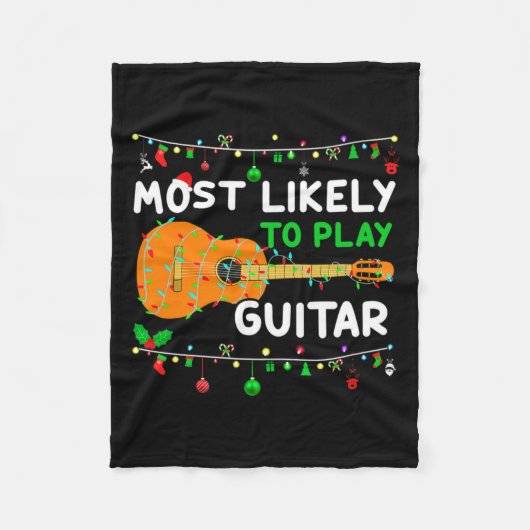 Couverture Polaire Most Likely To Play Guitar Christmas Funny Family (Devant)