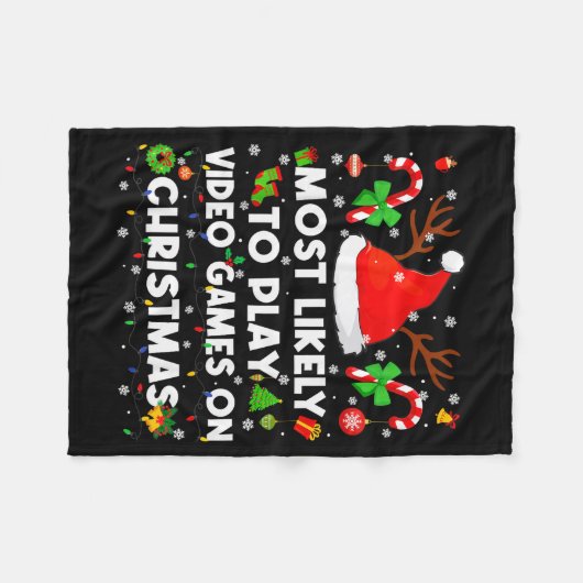 Couverture Polaire Most Likely To Play Video Game On Pjs Christmas Xm (Devant (Horizontal))