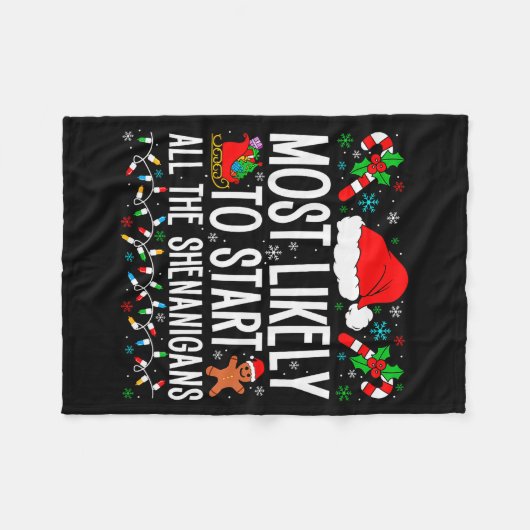 Couverture Polaire Most Likely To Start All The Shenanigans Funny Fam (Devant (Horizontal))