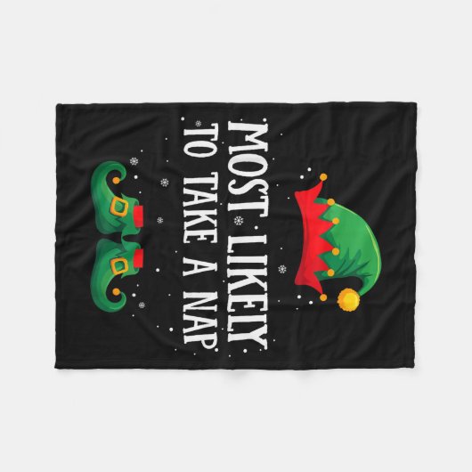 Couverture Polaire Most Likely To Take A Nap Matching Christmas Elf (Devant (Horizontal))