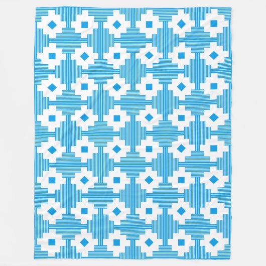 Couverture Polaire Motif 061214 - Blanc avec bleu 009dea (Devant)