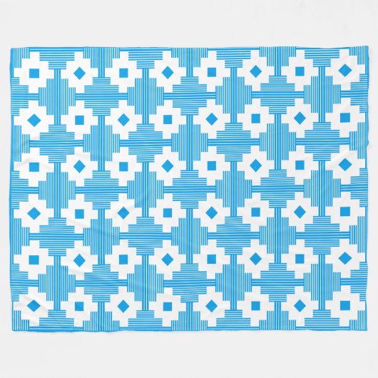 Couverture Polaire Motif 061214 - Blanc avec bleu 009dea (Devant (Horizontal))