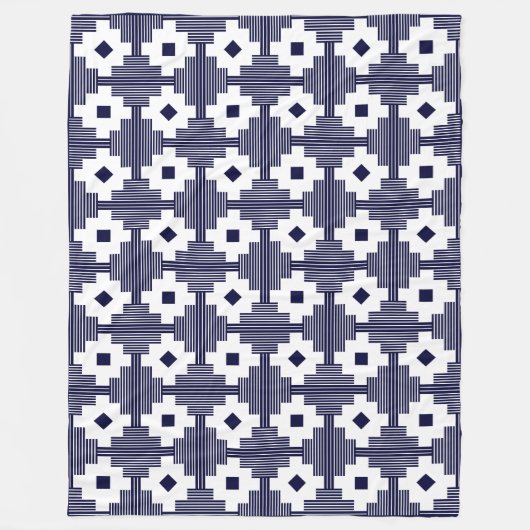 Couverture Polaire Motif 061214 - Blanc avec Deep Navy 000066 (Devant)