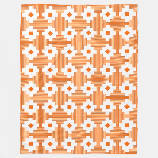 Couverture Polaire Motif 061214 - Blanc avec orange FF6600 (Devant)