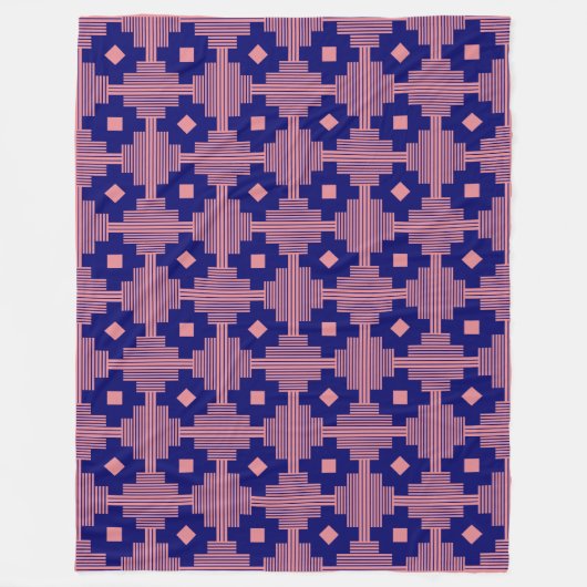 Couverture Polaire Motif 061214 - Marine profonde avec rose e3868f (Devant)