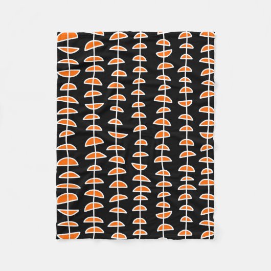 Couverture Polaire Motif 080515 - Blanc et orange sur noir (Devant)