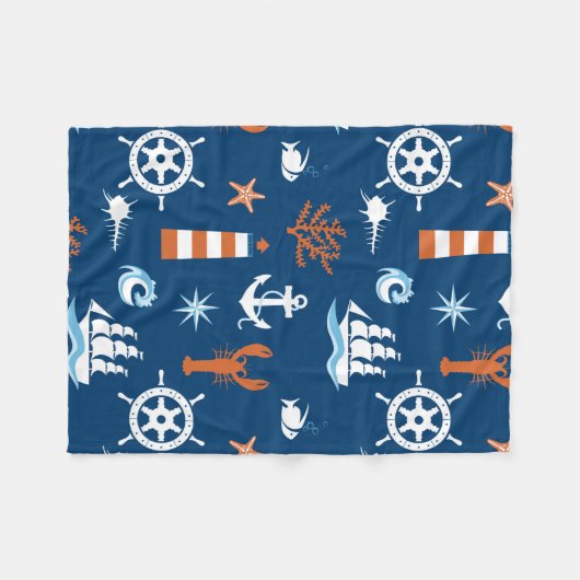 Couverture Polaire Motif 1 de thème de mer (Devant (Horizontal))