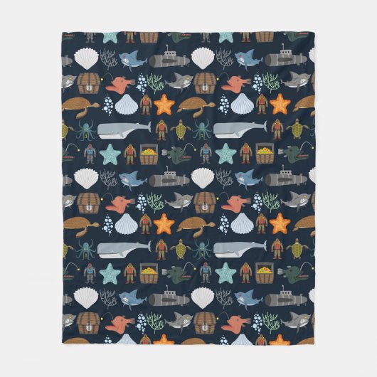 Couverture Polaire Motif 1 d'habitants d'océan (Devant)