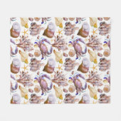 Couverture Polaire Motif 4 de vie marine d'aquarelle (Devant (Horizontal))