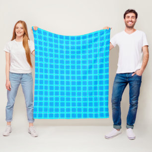 Couverture Polaire Motif à carreaux bleu néon