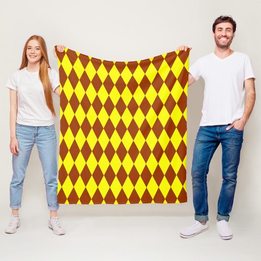 Couverture Polaire Motif à carreaux Harlequin jaune marron