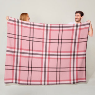 Couverture Polaire Motif à carreaux rose et gris chic