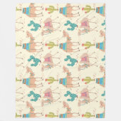 Couverture Polaire motif à chameaux, motif à cactus, empreinte désert (Devant)