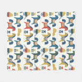 Couverture Polaire Motif à cheval inspiré de l'art scandinave.  (Devant (Horizontal))
