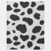 Couverture Polaire Motif à fausse fourrure de vache noire et blanche (Devant)