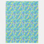 Couverture Polaire Motif à fleurs Art Déco - bleu et vert citron (Devant)