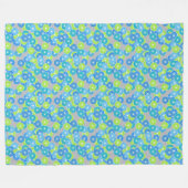 Couverture Polaire Motif à fleurs Art Déco - bleu et vert citron (Devant (Horizontal))
