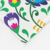 Couverture Polaire Motif à fleurs d'art populaire 2 (Coin)