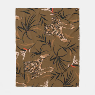 Couverture Polaire Motif à fleurs de paradis de tigres tropicaux