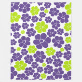 Couverture Polaire Motif à fleurs en vert citron et violet (Devant)