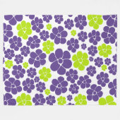 Couverture Polaire Motif à fleurs en vert citron et violet (Devant (Horizontal))