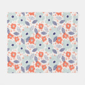 Couverture Polaire Motif à fleurs moderne orange et bleu (Devant (Horizontal))