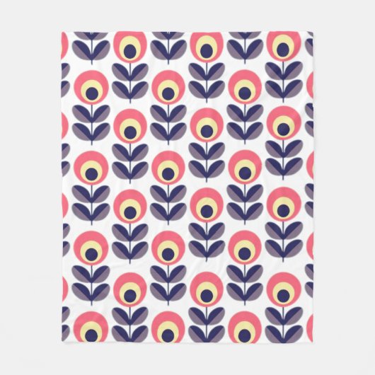 Couverture Polaire Motif à fleurs rétro (Devant)