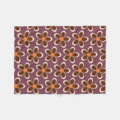 Couverture Polaire Motif à fleurs violet et orange rétro  (Devant (Horizontal))