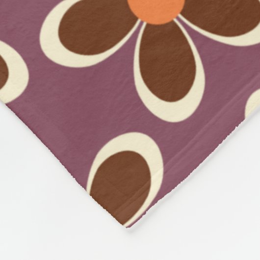 Couverture Polaire Motif à fleurs violet et orange rétro  (Coin)