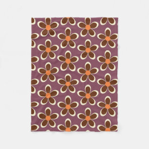 Couverture Polaire Motif à fleurs violet et orange rétro 