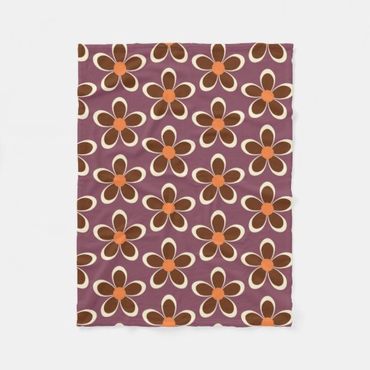 Couverture Polaire Motif à fleurs violet et orange rétro  (Devant)