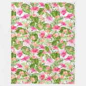 Couverture Polaire Motif à hibiscus palm monstère tropicale (Devant)