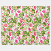 Couverture Polaire Motif à hibiscus palm monstère tropicale (Devant (Horizontal))