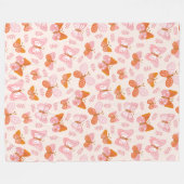 Couverture Polaire Motif à papillon rose orange mignon (Devant (Horizontal))